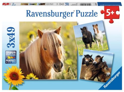 Produktbilde av Ravensburger 3x49 Kjærlige Hester 5+ Puslespill