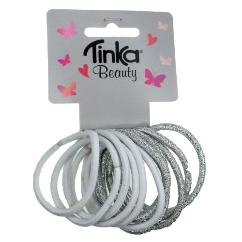 Produktbilde av Tinka Beauty 12 stk Hårstrikk  Hvit & Sølv