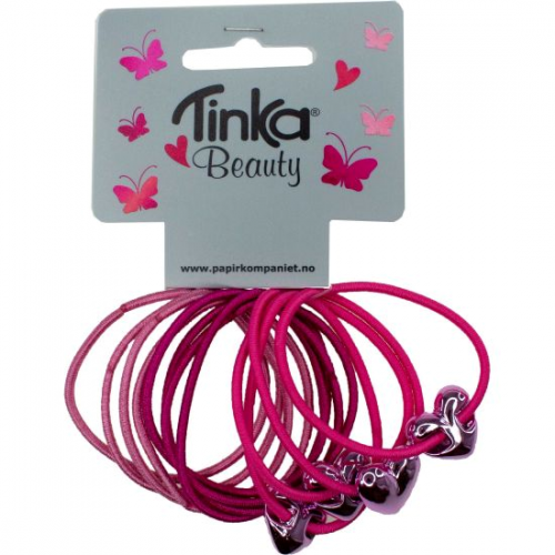 Produktbilde av Tinka Beauty 10 stk Hårstrikk Rosa M/ Hjerte