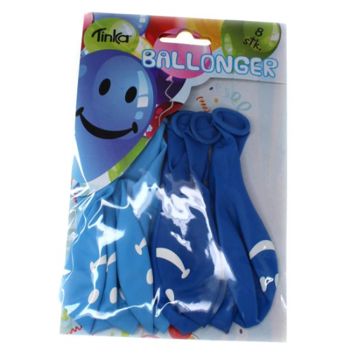 Produktbilde av Tinka Ballonger 8pk - Smiley - Blå