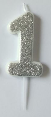 Produktbilde av Tinka Kakelys Med Glitter 1år - Sølv