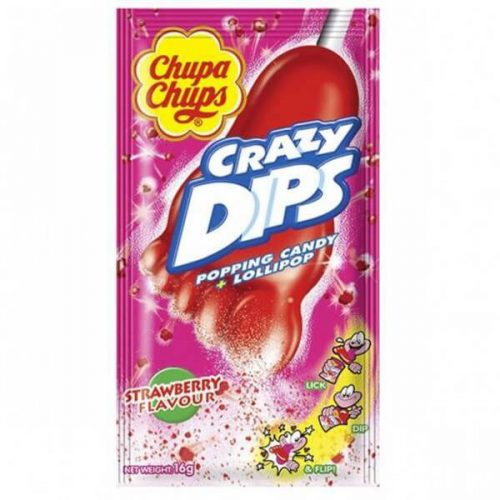 Produktbilde av Chupa Chupa Crazy Dips Jordbær smak - Popping Candy Lollipop